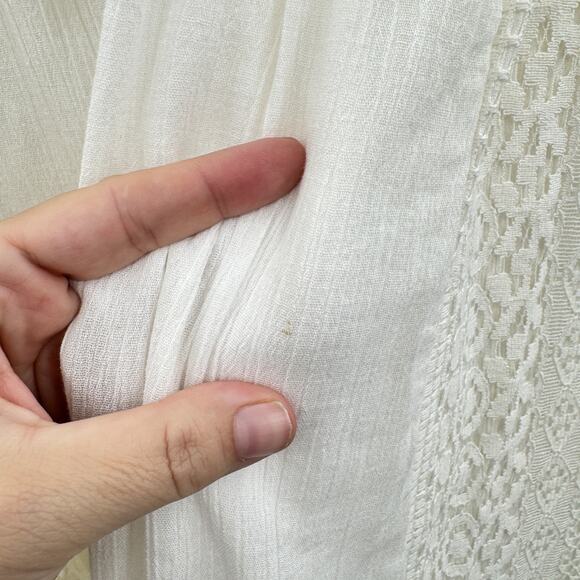 Catherines Gauzy Lace Tie Top Sz 3X Ivory White Boho Coquette Peasant Bloomcore - Picture 5 of 12